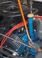 Close-up of classic car V8 engine components